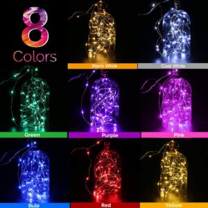 ANGMLN 10 Pack 9.8' 30 LED Battery Operated Fairy Lights Mini Copper Wire Firefly String Lights for DIY Home Solar Waterfall Fairy Bunch Lights Outdoor Waterproof