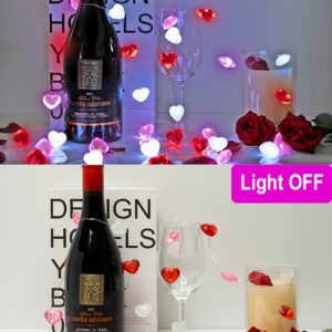 BOHON Valentine Day Decor 10 ft 30 LEDs Heart Lights Twinkle Fairy String Lights Battery Operated with Remote Valentines Decorations for The Home Kids Bedroom Christmas Mother's Day(Red Pink White)