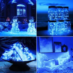 Olafus 16 Pack Cool White and Blue Fairy Lights Battery Operated, Mini Starry String Light Waterproof IP68, 7ft 20 LED Firefly Starry Light Copper Wire for Christmas Decorations Wedding Party DIY