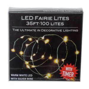 Kurt S. Adler 100-Light Battery Operated Warm White Twinkle Fairy Silver Wire Lights, 35.6-feet long