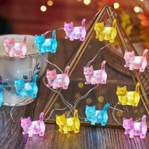 Bartlett Cute Cat Decorative String Lights Indoor Animal Fairy Lights Plug in USB or Battery Operated Unique Festive Kitty Lights 10ft 30LED with Remote for Holiday Birthday Decoration