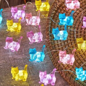 Bartlett Cute Cat Decorative String Lights Indoor Animal Fairy Lights Plug in USB or Battery Operated Unique Festive Kitty Lights 10ft 30LED with Remote for Holiday Birthday Decoration