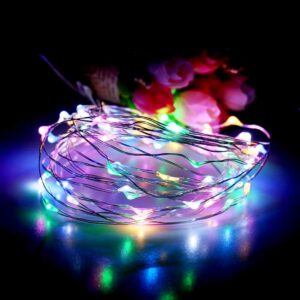 Starry LED String Lights Christmas Lights Fairy Lights Copper Wire Firefly Twinkle Lights, Battery Operated String Lights 20FT 60 LED Waterproof Indoor Outdoor String Lights Multi Color