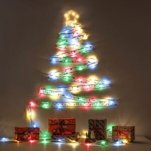 Christmas Tree Ribbon Lights,13ft Fairy LED String Lights Copper Wire Battery Powered Gold Silver Ribbon String Lights Christmas Decor for Party Weddings New Year Christmas Tree Decorations