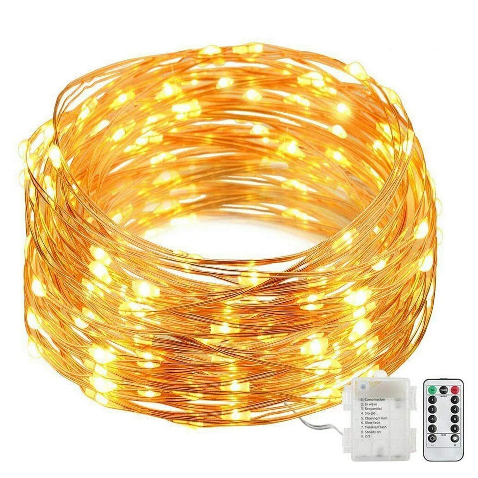 Lxcom Lighting Fairy String Lights 6.56Ft 280leds 14 Strands Battery Operated Copper Wire Branch Lights 8 Modes Waterfall Twinkle Lights with Timer Decorative Light for Home Festival Decor(Warm White)