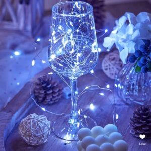 C-LARSS Battery Operated Fairy Lights 3 Pcs Copper Wire Waterproof Operated Led with Remote Control Dimmable Timer Function 8 Lighting Modes Garden Christmas White Light.