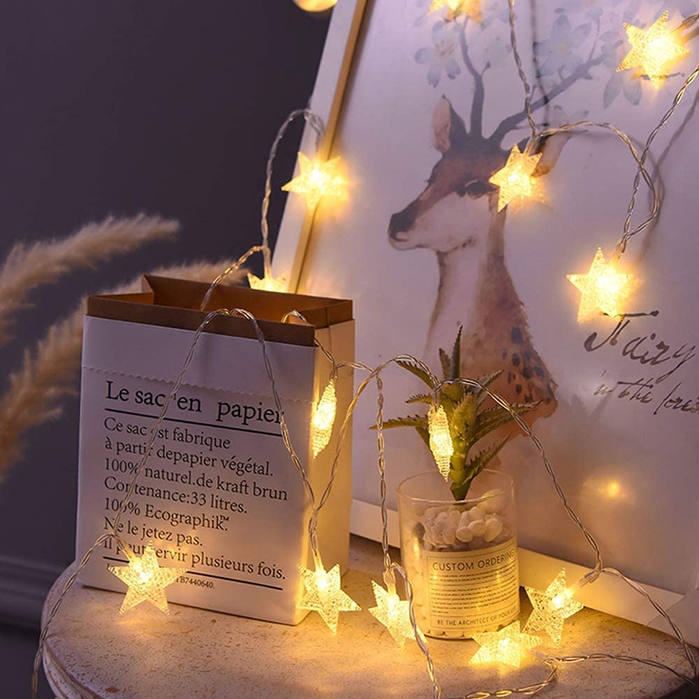 Led Fairy Lights Battery Operated, Mini Battery Powered Copper Wire Starry Fairy Lights for Bedroom, Christmas, Parties, Wedding, Centerpiece, Decoration Warm Light (1 pcs)