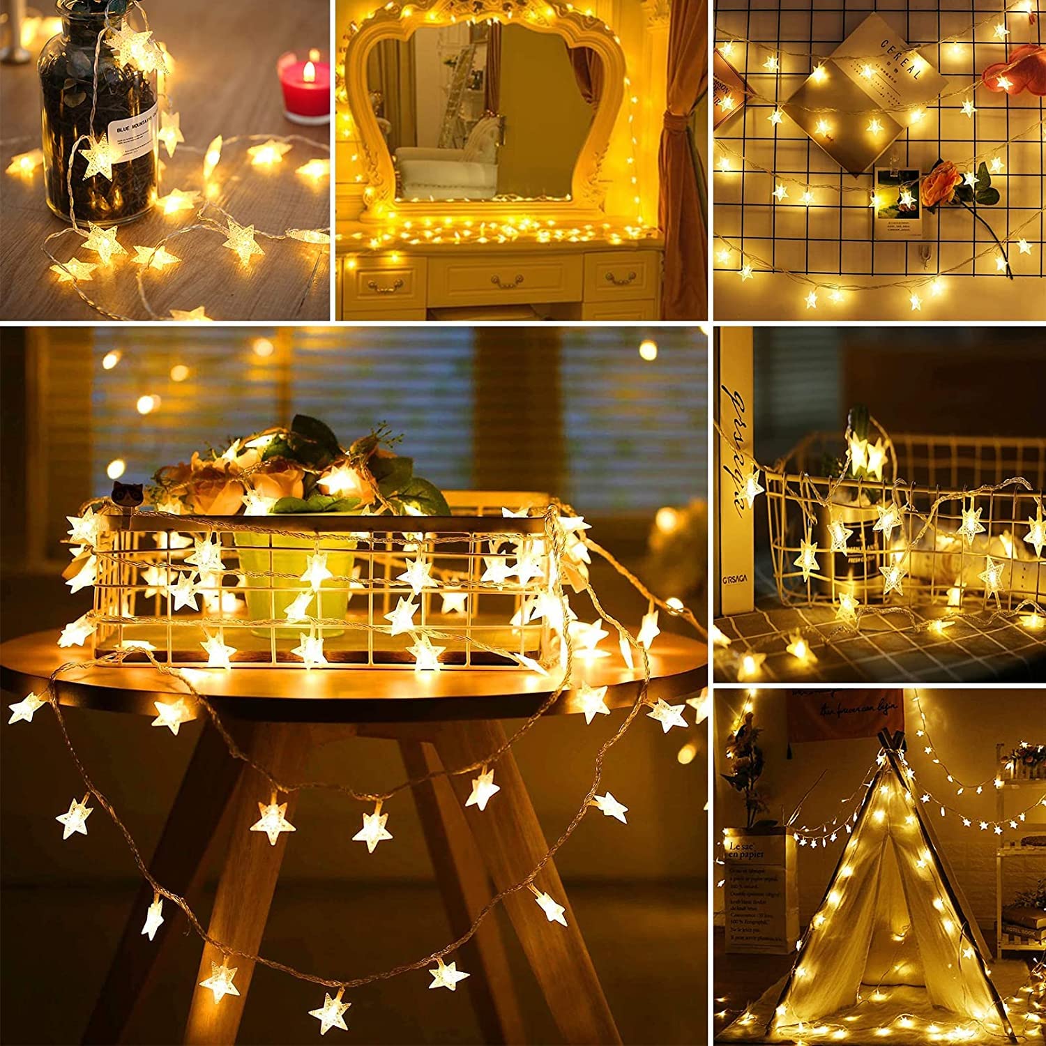 Led Fairy Lights Battery Operated, Mini Battery Powered Copper Wire Starry Fairy Lights for Bedroom, Christmas, Parties, Wedding, Centerpiece, Decoration Warm Light (1 pcs)