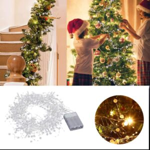 10FT 30 LED Battery Operated Christmas Tree Lights Indoor Outdoor Cluster String Lights Wire Xmas Fairy Light, Christmas Feeling Decorations (White, One Size)