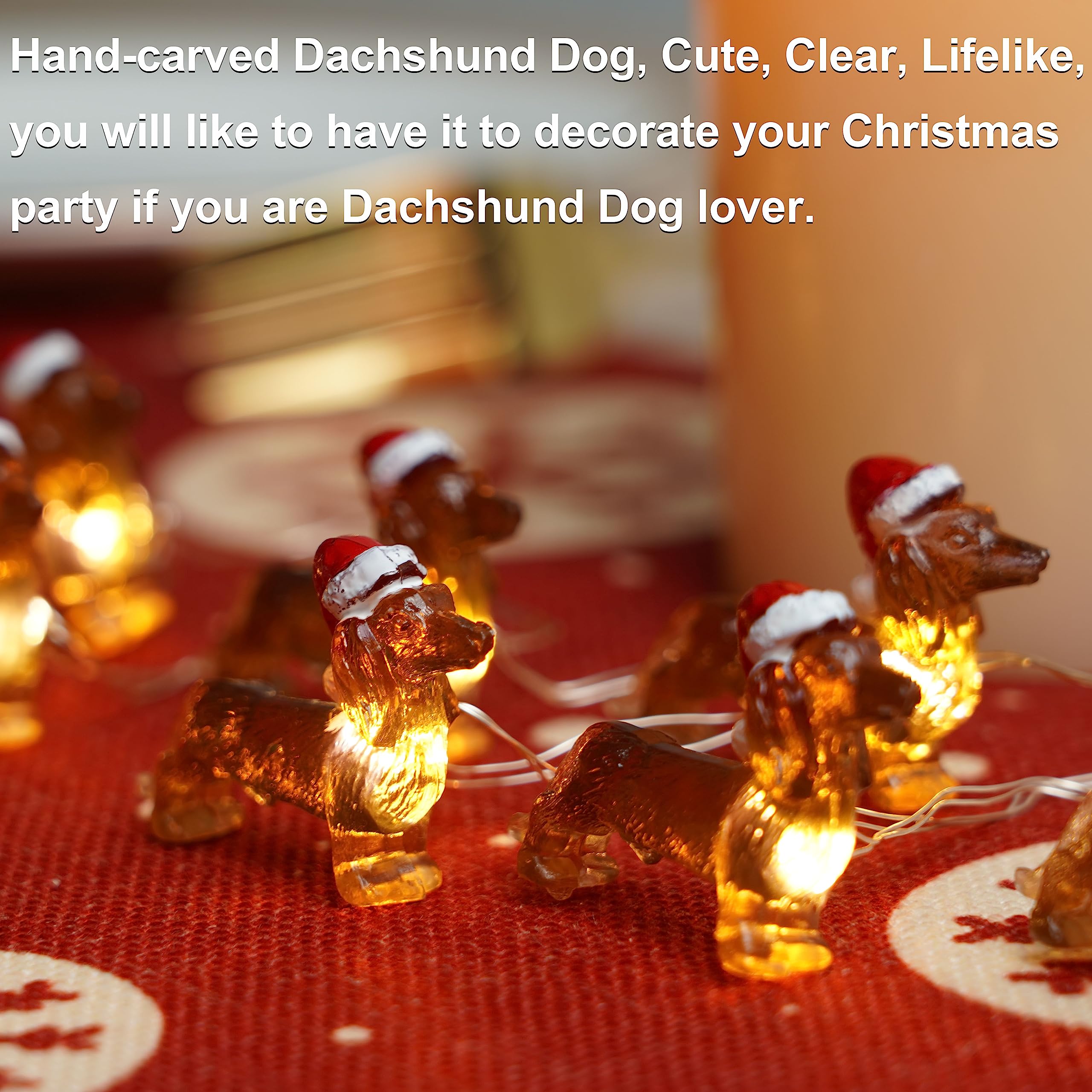 KAiSnova Dachshund Dog String Lights 10ft 30 LED Battery Operated Fairy Lights with Remote and Timer Dachshund Gifts for Women Christmas Lights for Indoor Outdoor Wedding Birthday Parties Xmas Tree