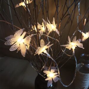 keeda 3D Butterfly String Lights for Bedroom Battery Operated Copper Wire Butterfly Fairy Lights Decor for Holiday Party Patio Terrace Birthday (9.85ft 20LED, Warm White)