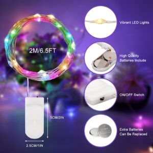 24 Pack Fairy Lights Battery Operated String Lights, 7ft 20 LED Mini Waterproof Christmas Lights with Extra Batteries for Bedroom Wedding Halloween Mason Jars DIY Table Decoration (Multicolor)