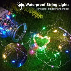 24 Pack Fairy Lights Battery Operated String Lights, 7ft 20 LED Mini Waterproof Christmas Lights with Extra Batteries for Bedroom Wedding Halloween Mason Jars DIY Table Decoration (Multicolor)