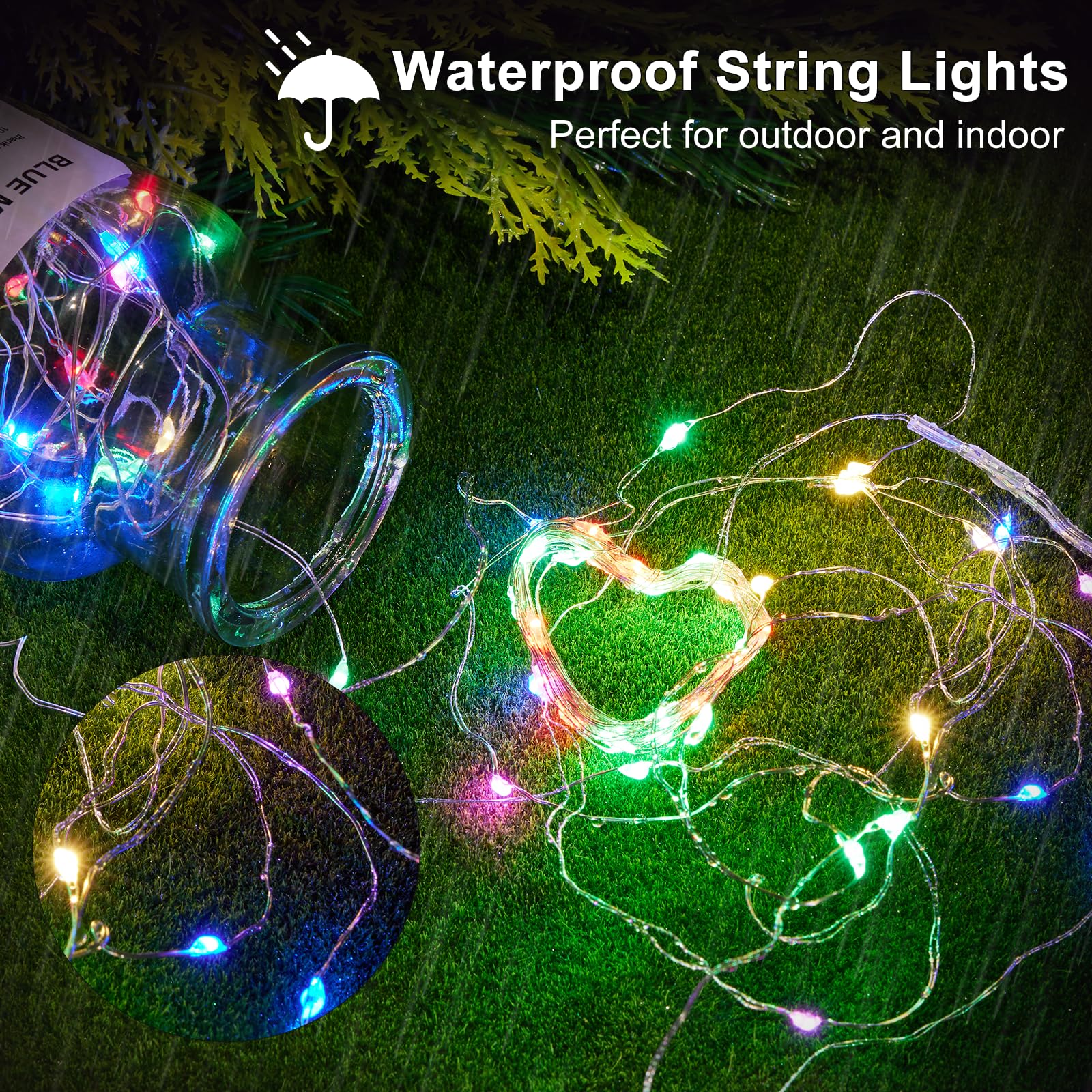 24 Pack Fairy Lights Battery Operated String Lights, 7ft 20 LED Mini Waterproof Christmas Lights with Extra Batteries for Bedroom Wedding Halloween Mason Jars DIY Table Decoration (Multicolor)