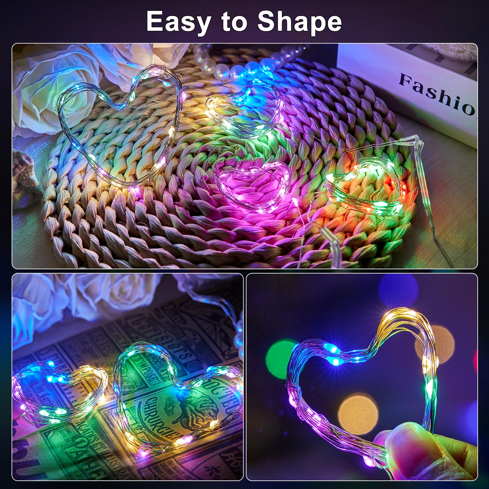 24 Pack Fairy Lights Battery Operated String Lights, 7ft 20 LED Mini Waterproof Christmas Lights with Extra Batteries for Bedroom Wedding Halloween Mason Jars DIY Table Decoration (Multicolor)