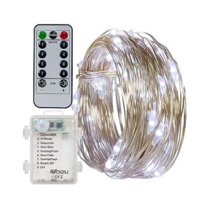 4 x Fairy Lights Battery Operated 8 Lighting Modes,50LEDs,16.4Ft/5 Meters Silver Wire String Lights,Timer Function,and Remote Control.for Christmas,Party,Wedding,Decorative Lighting(Cool White)