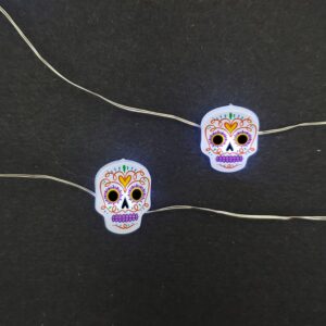 LumaBase Battery Operated LED Fairy String Lights with Sugar Skull Motif - Set of 2