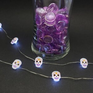 LumaBase Battery Operated LED Fairy String Lights with Sugar Skull Motif - Set of 2