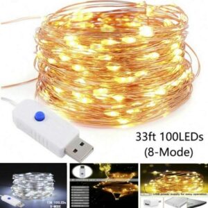 Ruipunuosi Remote Control String Lights, Led Fairy Lights- 20/50/100/200 LEDs Waterproof Flexible String Lights Battery Operated for Bedroom Home Wedding Christmas Festival