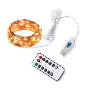 Ruipunuosi Remote Control String Lights, Led Fairy Lights- 20/50/100/200 LEDs Waterproof Flexible String Lights Battery Operated for Bedroom Home Wedding Christmas Festival