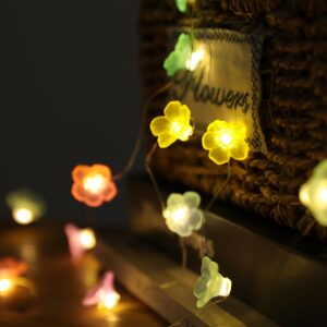 NOVIIML lossom Flower String Lights Battery Operated for Bedroom 10ft 30 LEDs Indoor Flash 2 Modes Wall Decor Curtain Decorative Fairy Twinkle Purple Hanging Lighting for Living Room Plants