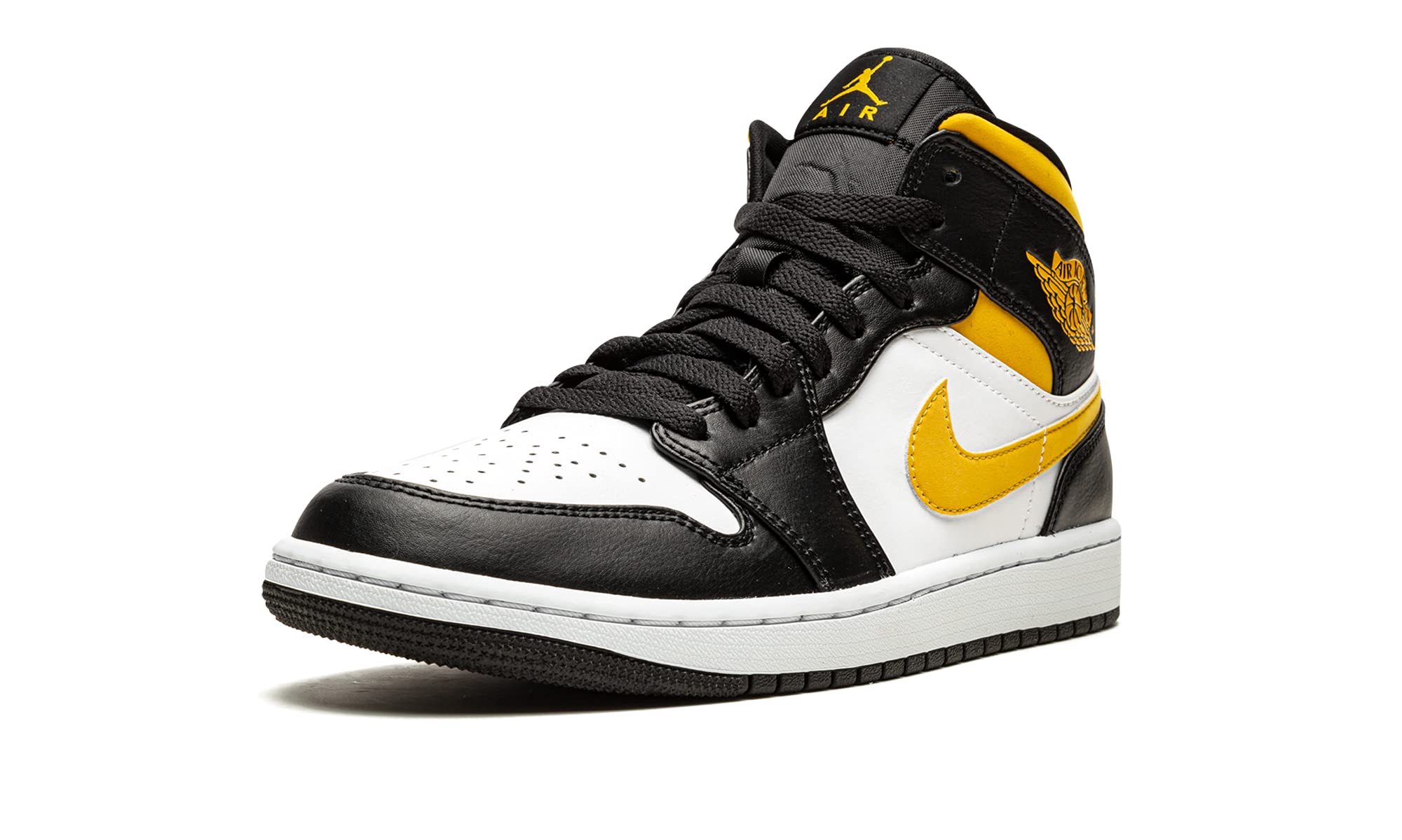 Nike Men's Air Jordan 1 Mid White/Pollen/Black, White/Pollen Rise/Black, 8.5