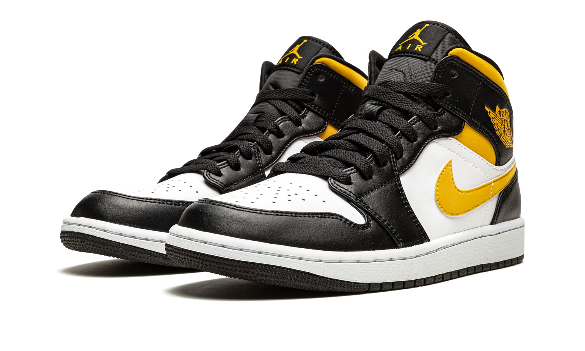 Nike Men's Air Jordan 1 Mid White/Pollen/Black, White/Pollen Rise/Black, 8.5