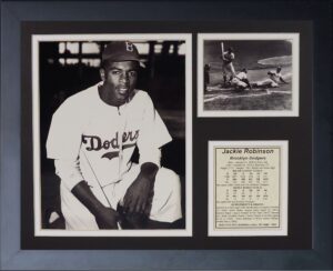 legends never die jackie robinson black and white framed photo collage, 11 by 14-inch