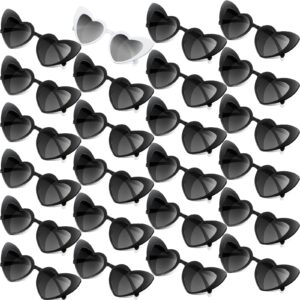 Konohan 24 Pairs Retro Heart Shaped Sunglasses for Women Vintage Heart Sunglasses for Party(Black, White)