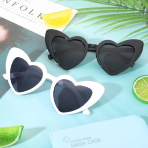 Konohan 24 Pairs Retro Heart Shaped Sunglasses for Women Vintage Heart Sunglasses for Party(Black, White)