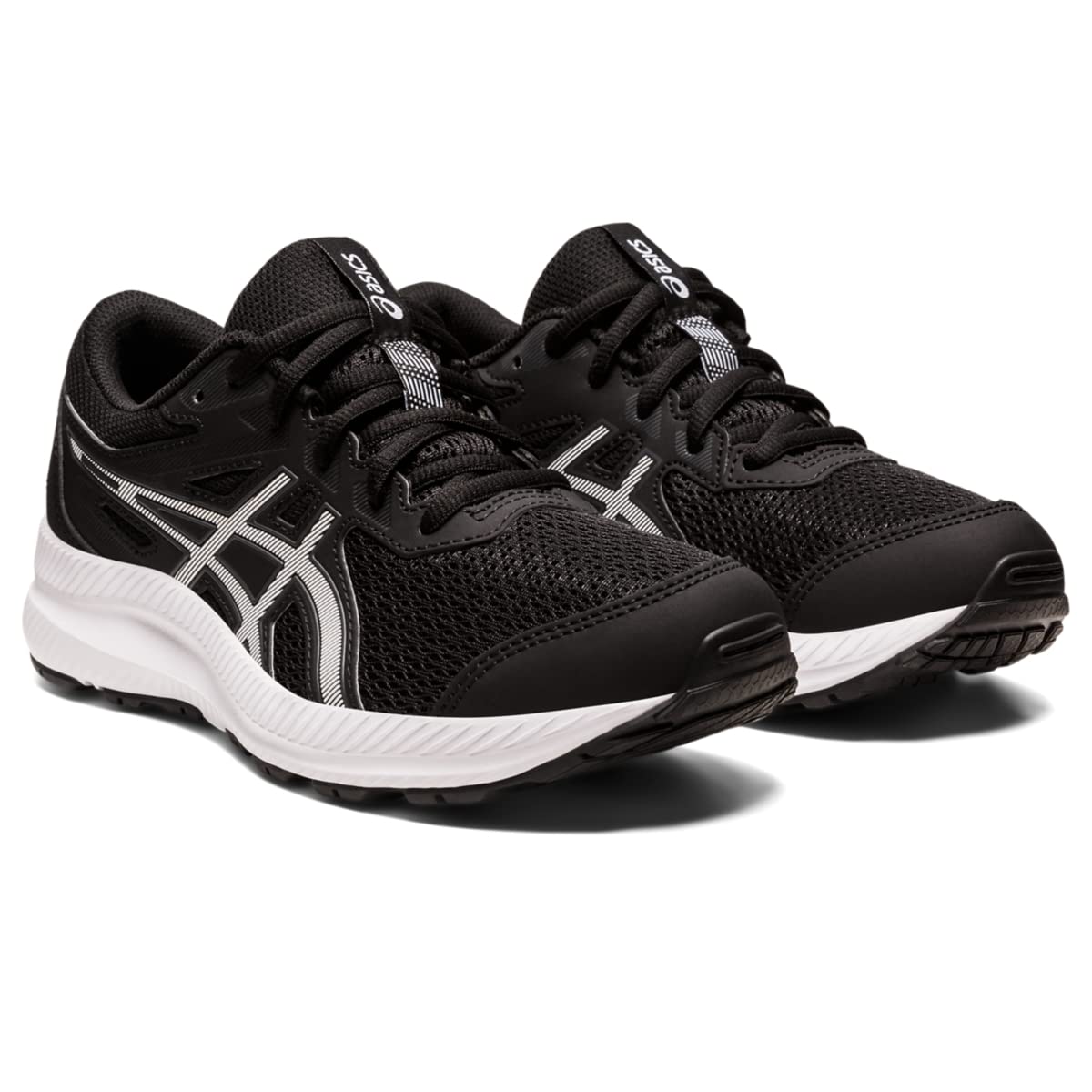 ASICS Kid's CONTEND 8 Grade School Running Shoes, 7, BLACK/WHITE