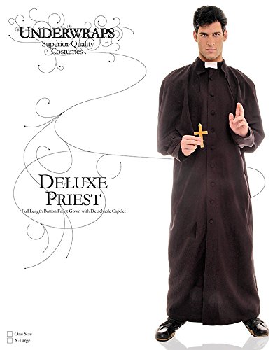 Underwraps Men's Deluxe Priest, Black/White, One Size