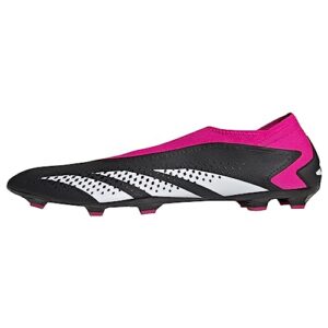 adidas unisex predator accuracy.3 firm ground soccer shoe, black/white/team shock pink (laceless), 7.5 us men