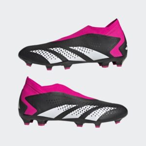 adidas Unisex Predator Accuracy.3 Firm Ground Soccer Shoe, Black/White/Team Shock Pink (Laceless), 7.5 US Men