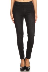 women's high waisted stretchy pull-on skinny denim jeans (size m, black denim-69)