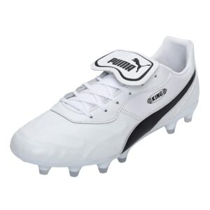 PUMA Men's KING TOP FIRM GROUND Soccer Cleat, Puma White-Puma Black-Puma White, 12