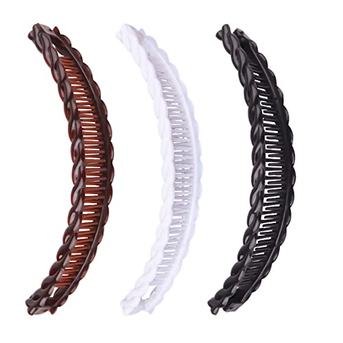 1st Choice 3 Pieces Clincher Combs Banana Combs Banana Clip Grip Comb Fishtail Fish Hair Lady Fish Shape Ponytail Banana Clip Girls Long Women Clamp Accessory