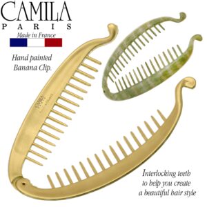 Camila Paris CP3105 French Large Banana Clip Hair Comb, Flexible Banana Clips Hair for Thick Hair Ponytail Holder Interlocking Banana Hair Clips Styling Hair Banana Clips for Women Made in France