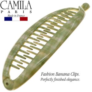 Camila Paris CP3105 French Large Banana Clip Hair Comb, Flexible Banana Clips Hair for Thick Hair Ponytail Holder Interlocking Banana Hair Clips Styling Hair Banana Clips for Women Made in France