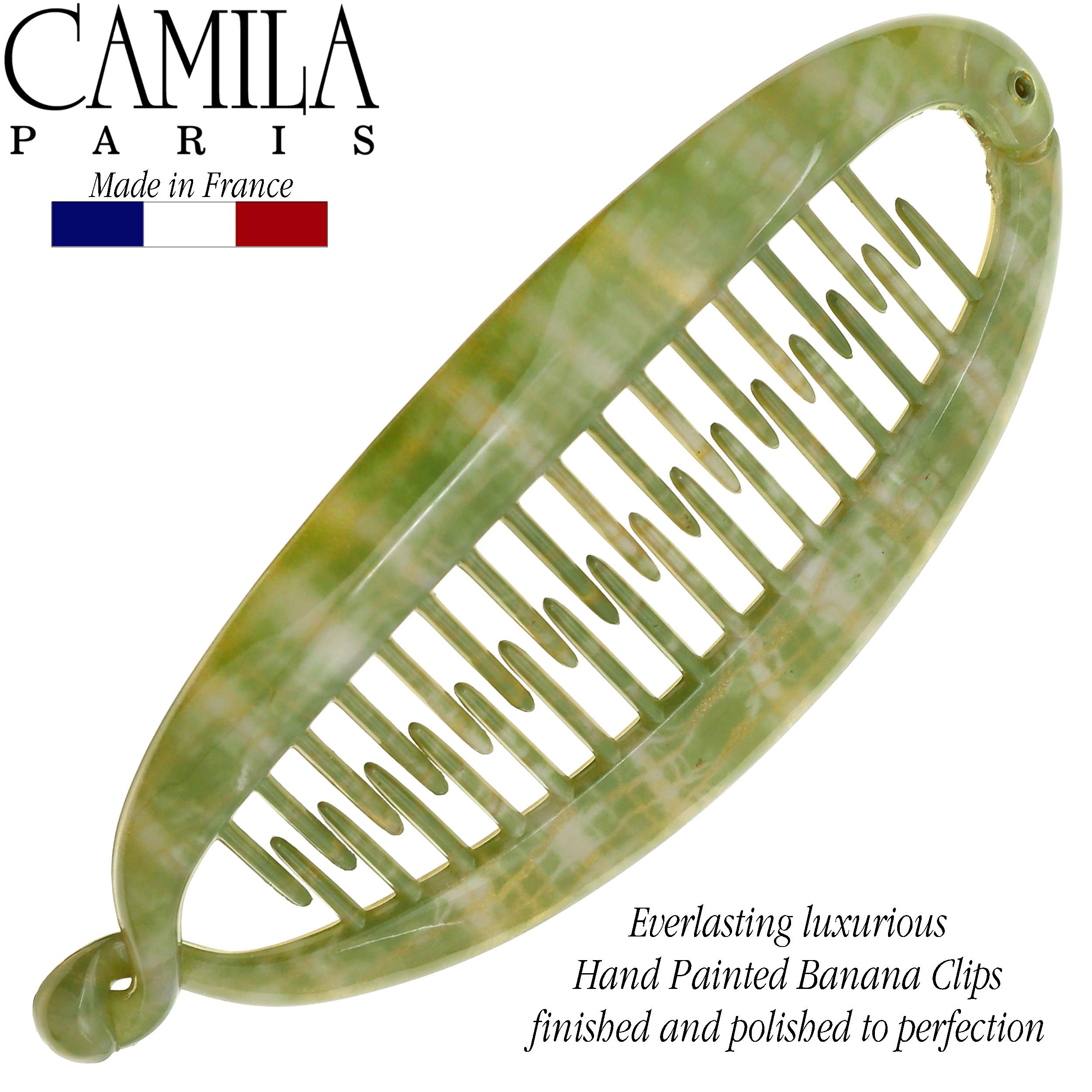 Camila Paris CP3105 French Large Banana Clip Hair Comb, Flexible Banana Clips Hair for Thick Hair Ponytail Holder Interlocking Banana Hair Clips Styling Hair Banana Clips for Women Made in France