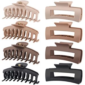 luseren hair clips for women 4.3 inch large hair claw clips for women thin thick curly hair, big matte banana clips,strong hold jaw clips,neutral colors