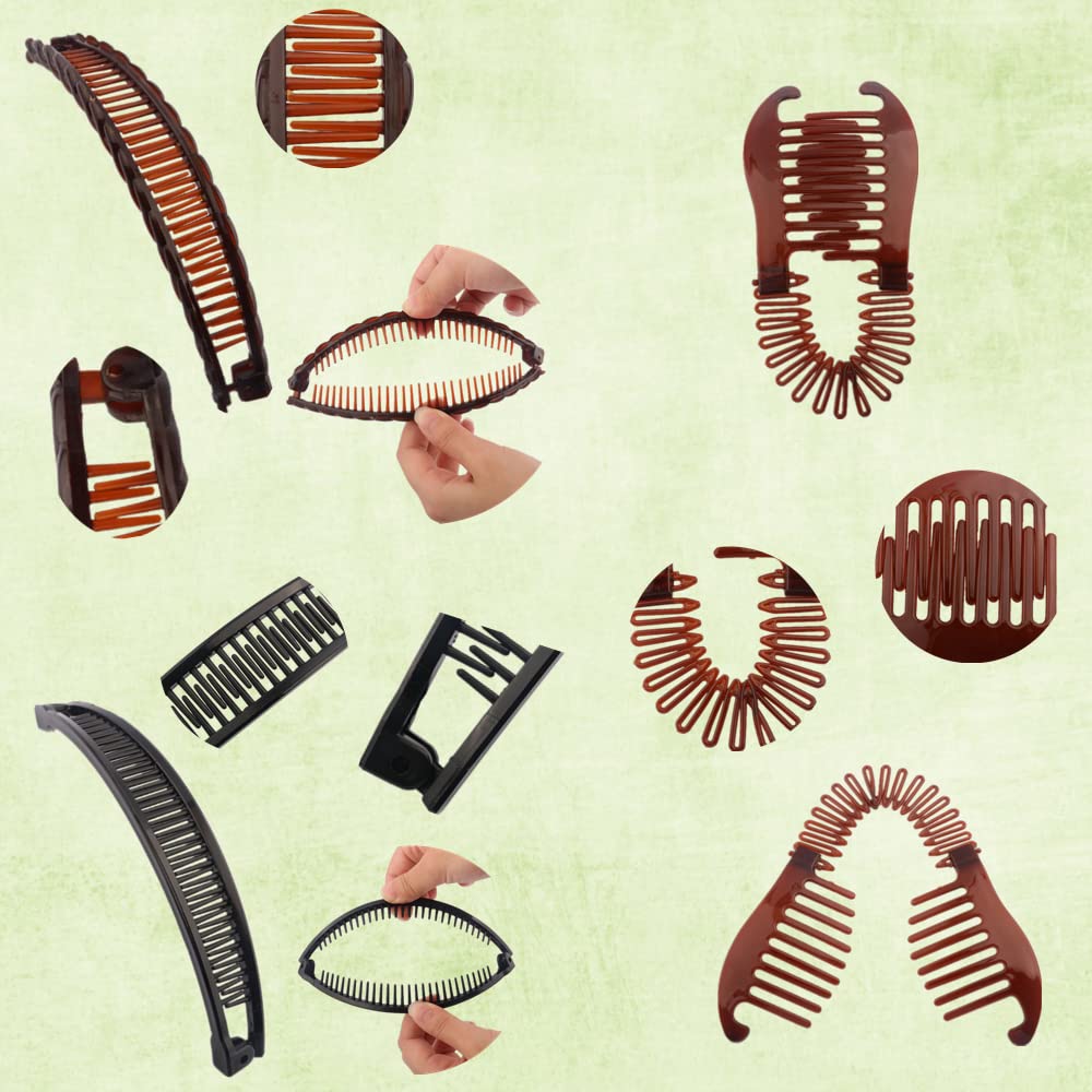 18 Pieces Banana Hair Clips Classic Hair Comb Banana Clips Ponytail Hair Holder for Women Girls, 6 Styles