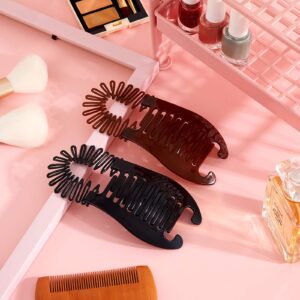 12 Pieces Banana Clips Hair for Thick Hair Flexible Interlocking Banana Clips Plastic Banana Hair Combs Two Sides Hair Combs Elongated Ponytail Holder for Women Girl Hair Accessories, 2 Colors