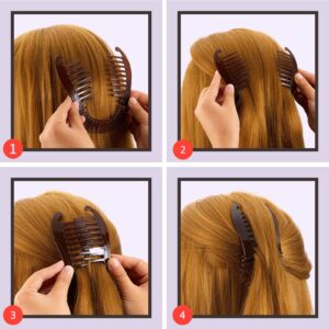 12 Pieces Banana Clips Hair for Thick Hair Flexible Interlocking Banana Clips Plastic Banana Hair Combs Two Sides Hair Combs Elongated Ponytail Holder for Women Girl Hair Accessories, 2 Colors