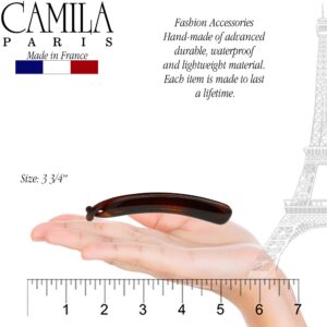 Camila Paris NV133 French Hair Banana Clincher Clip, Classic Girls Updo Flexible Ponytail Holder, Non Slip Interlocking Banana Comb, Fashion Durable Styling Hair Accessories for Women, Made in France