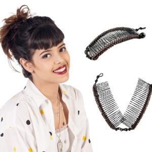 Hairzing Clip | Stretchy Banana Hair Clips for Women - Hair Comb Clips for Thick, Thin and Curly Hair - Snug & Comfortable Hair Banana Clip Hold Hair All Day (Medium, Brown)