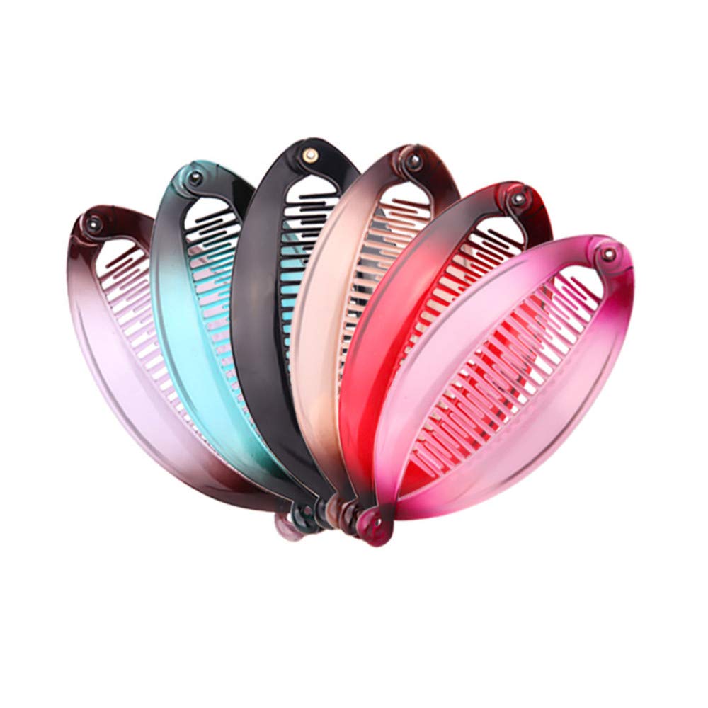 Smrroy 6 Pcs Banana Hair Clips Lady Resin Fishtail Clip Comb Headdress Fish Shape Grips Clamp Hair Accessories for Women