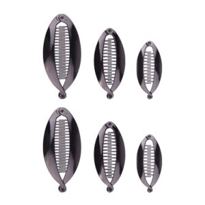 LALAFINA 6pcs French Banana Clip Hair Combs Fishtail Hair Clips Banana Hair Clip Ponytail Holder Vintage Clincher Comb Tool for Thick Fine Curly Hair, Black