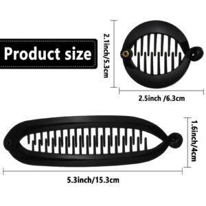 9 Pieces French Banana Clip Hair Comb Fishtail Hair Clip Comb and Round Banana Clip Flexible Ponytail Holder Interlocking Hair Styling Accessories for Women (Black)