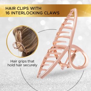 HOYDEPUNKT Hair Clips, Large Hair Clips, Banana Hair Clip Strong Hold Hair Claw Clip, Girls Hair Clips Hair Accessories for Women and Hair Clips Women Metal Hair grips, 2Pcs (Rose Gold, Pewter)